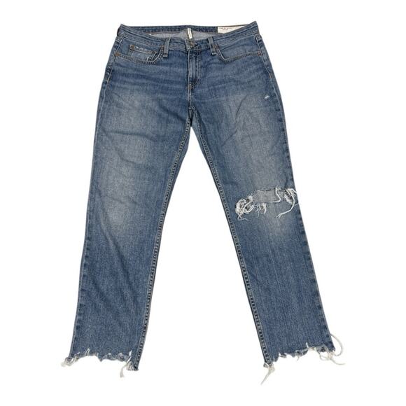 Rag & Bone Jean Women’s 28 Blue Dre Low Rise Slim Boyfriend Denim Distressed - Picture 1 of 11